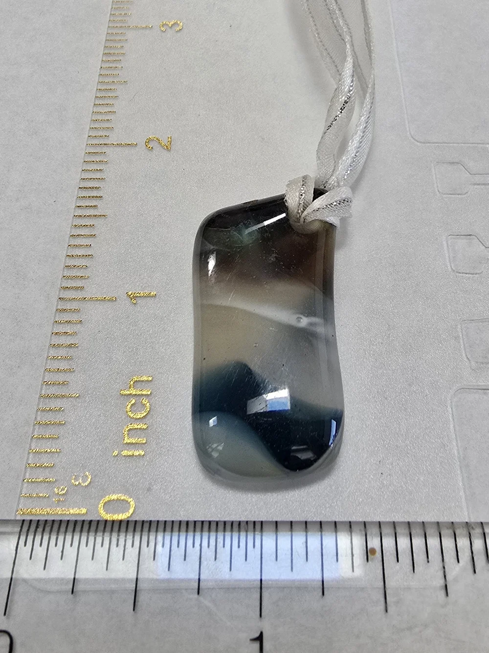Glass Pendant Necklace - Blue and Cream Swirl